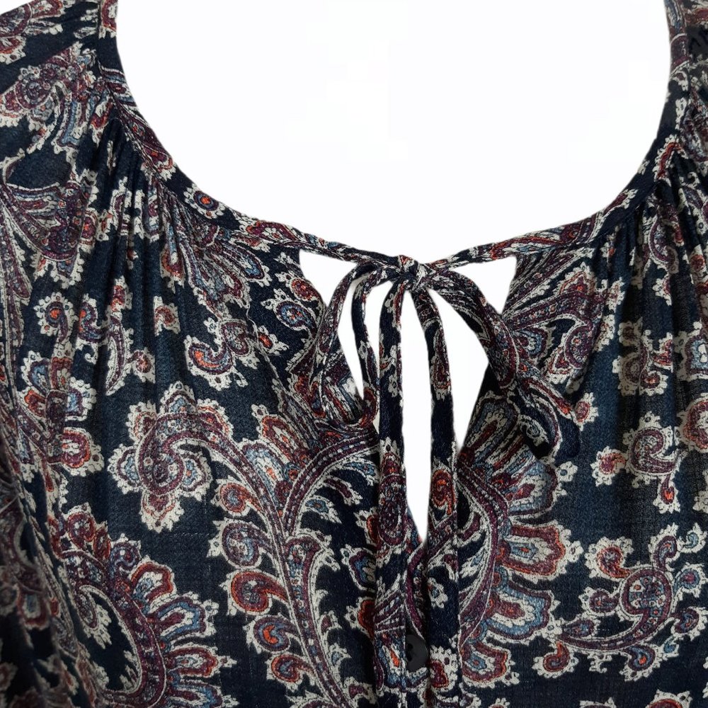 Lucky Brand Blue Paisley Blouse Size Small - Picture 4 of 7